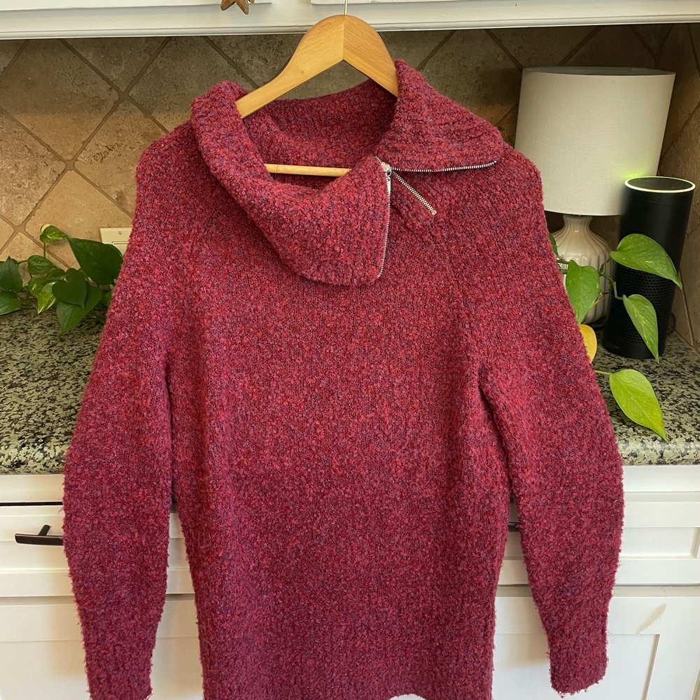 White House Black Market Fuzzy Knit Sweater- Raspberry Red- Extra Small